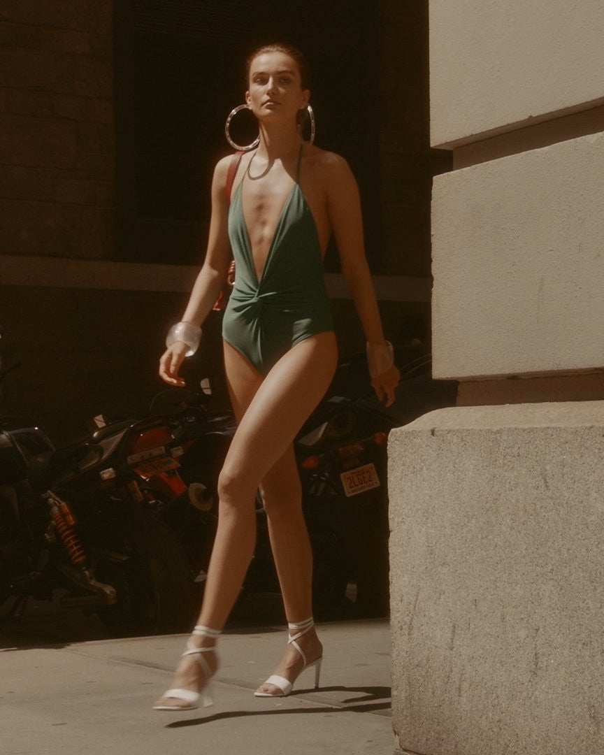 Desiigner Takes "Panda" Lucite Hoop Earrings to Wall Street with Model Andreea Diaconu