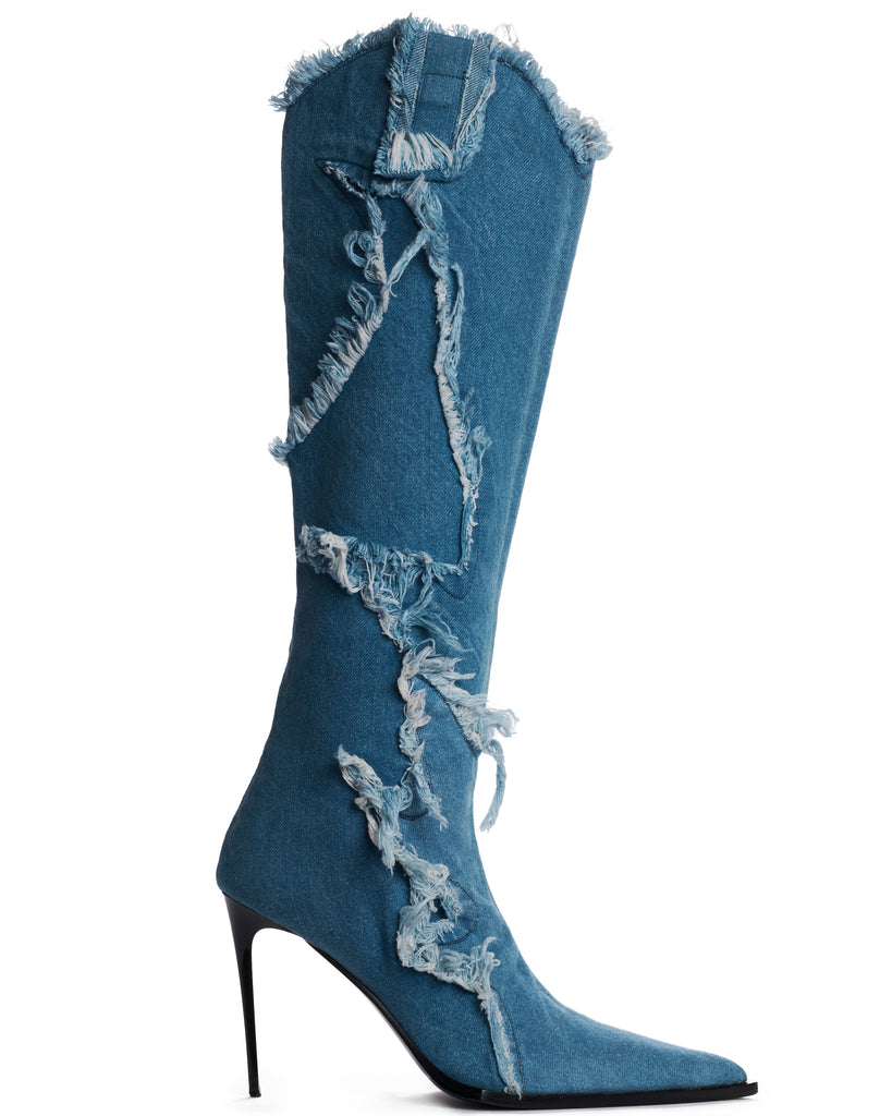 DENIM STILETTO BOOTS