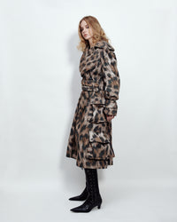 MULTI POCKET TRENCH COAT LEOPARD PRINT