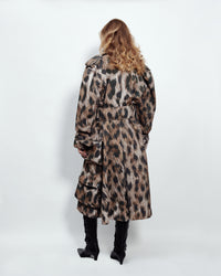 MULTI POCKET TRENCH COAT LEOPARD PRINT