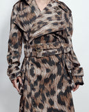 MULTI POCKET TRENCH COAT LEOPARD PRINT