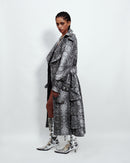 MULTI POCKET TRENCH COAT SNAKE PRINT