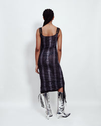 ADJUSTABLE SNAKE PRINT MINI DRESS