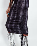 ADJUSTABLE SNAKE PRINT MINI DRESS