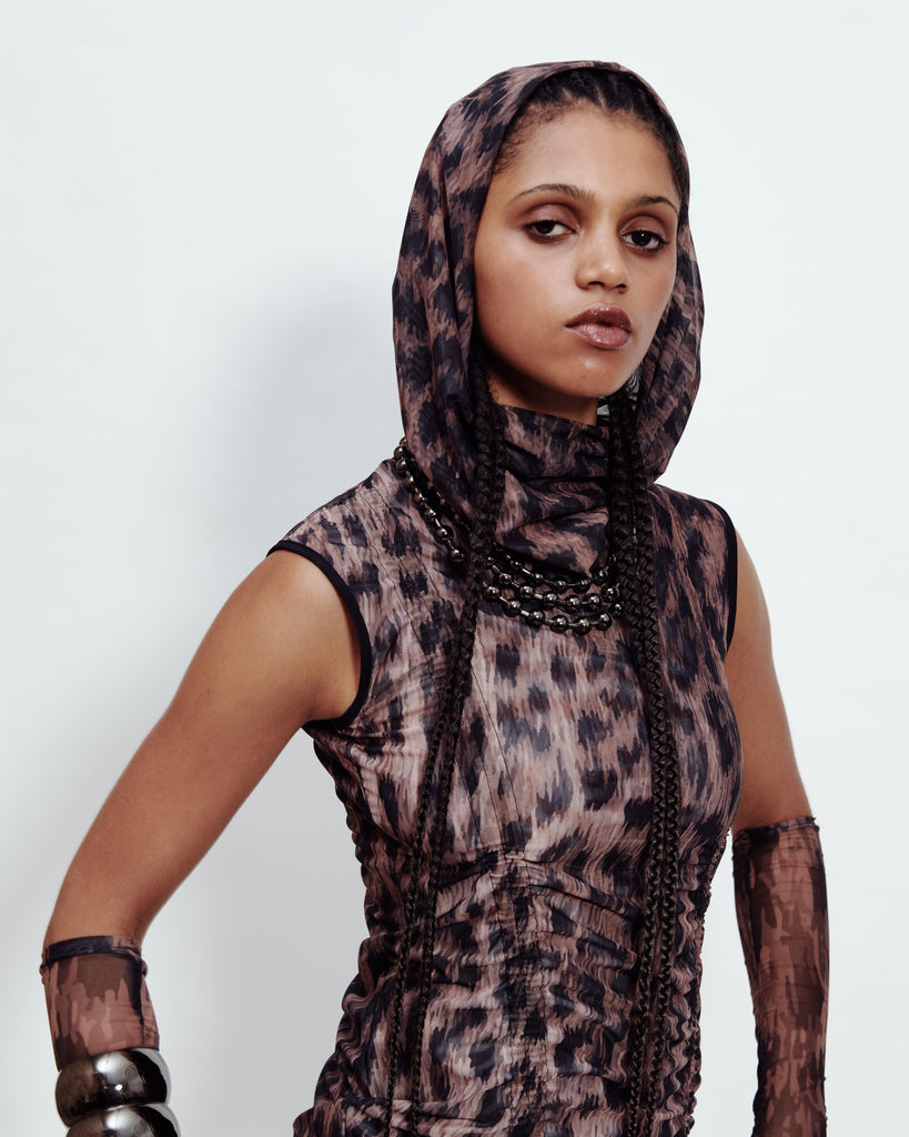 ADJUSTABLE LEOPARD PRINT MINI DRESS