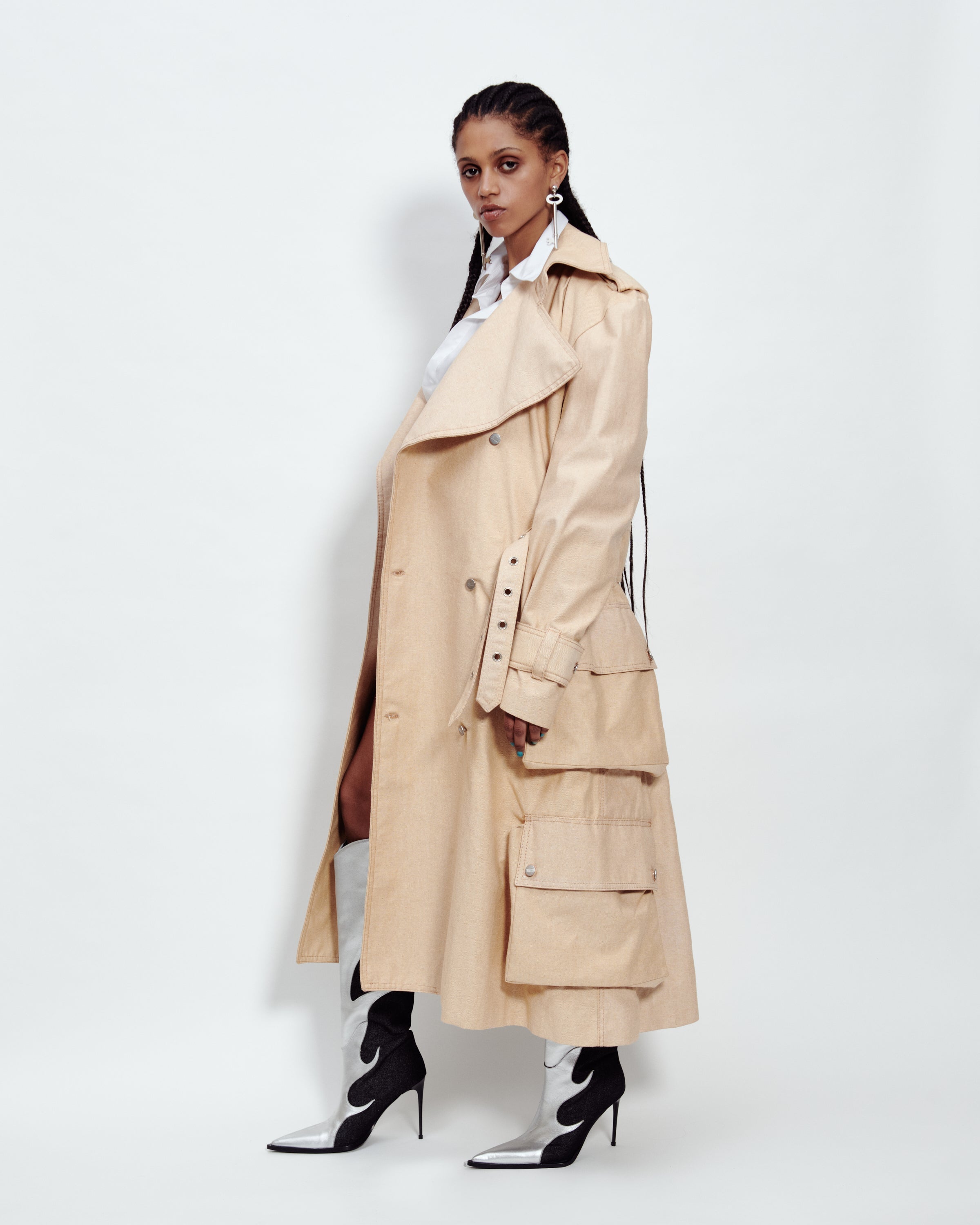 Trench-coat multi-poches