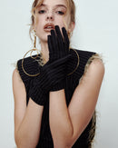 PINSTRIPE NAVY GLOVES