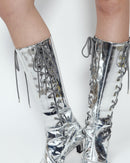 SILVER LACE UP BOOTS