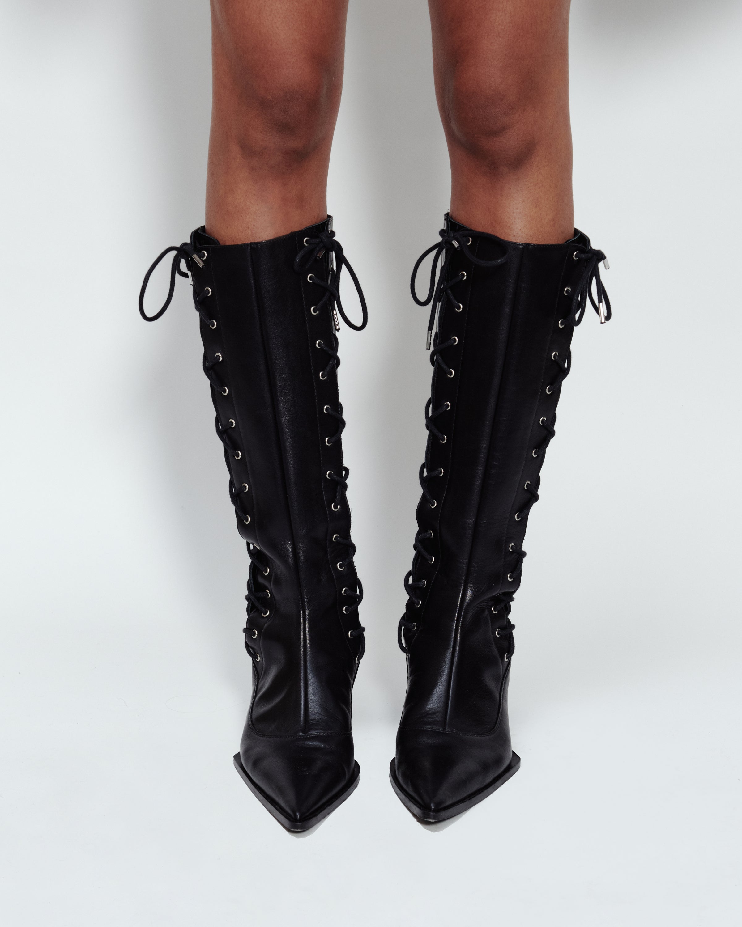 LACE UP KNEE HIGH BOOTS