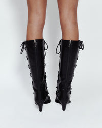 LACE UP KNEE HIGH BOOTS