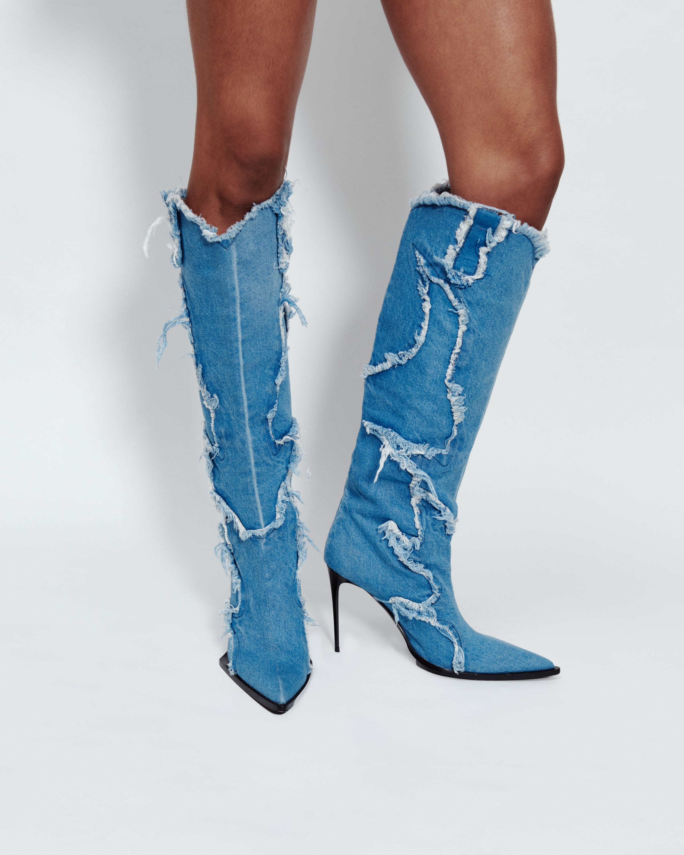 DENIM STILETTO BOOTS