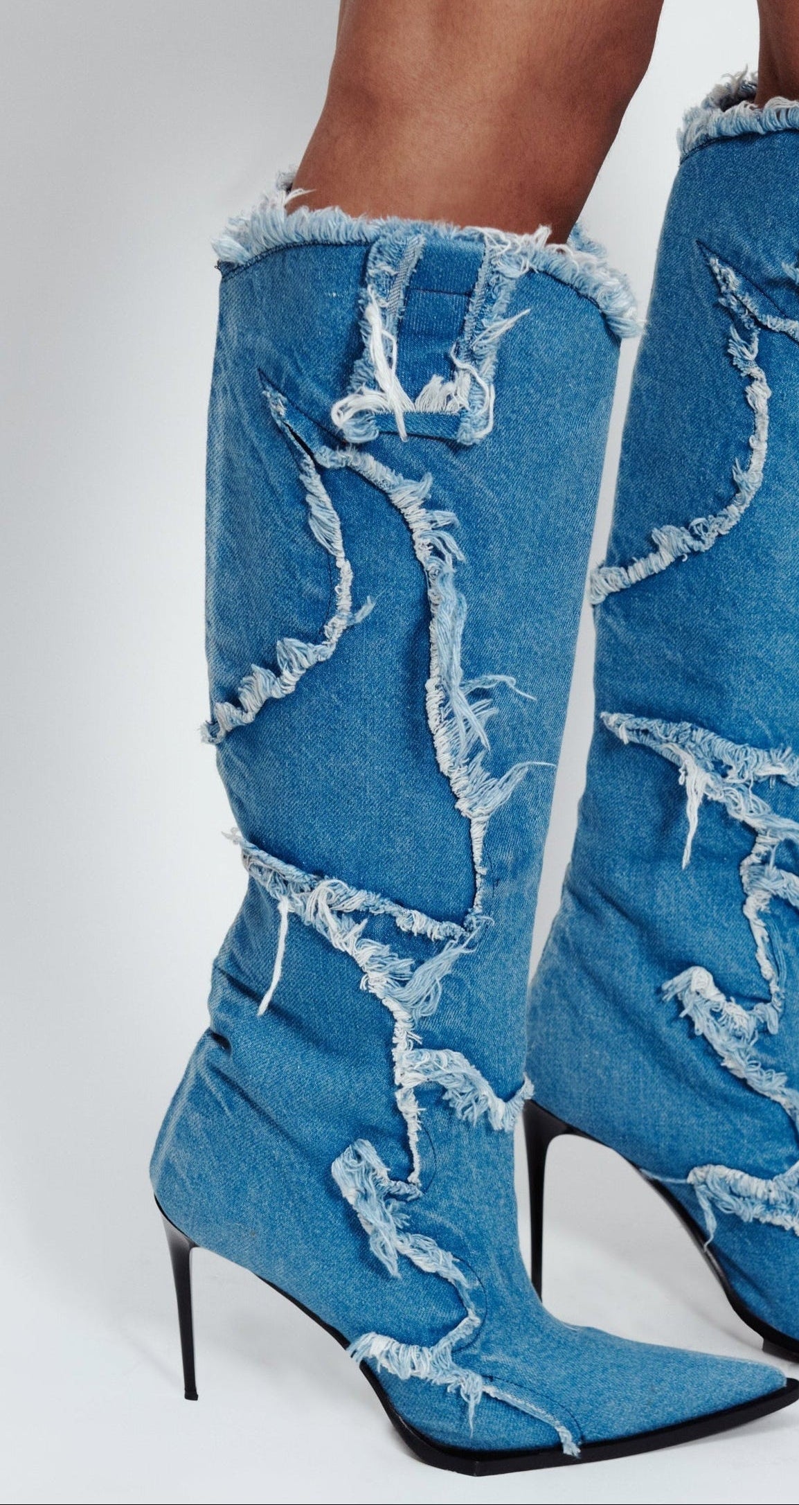 DENIM STILETTO BOOTS