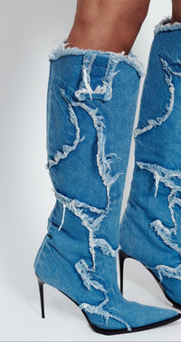 DENIM STILETTO BOOTS
