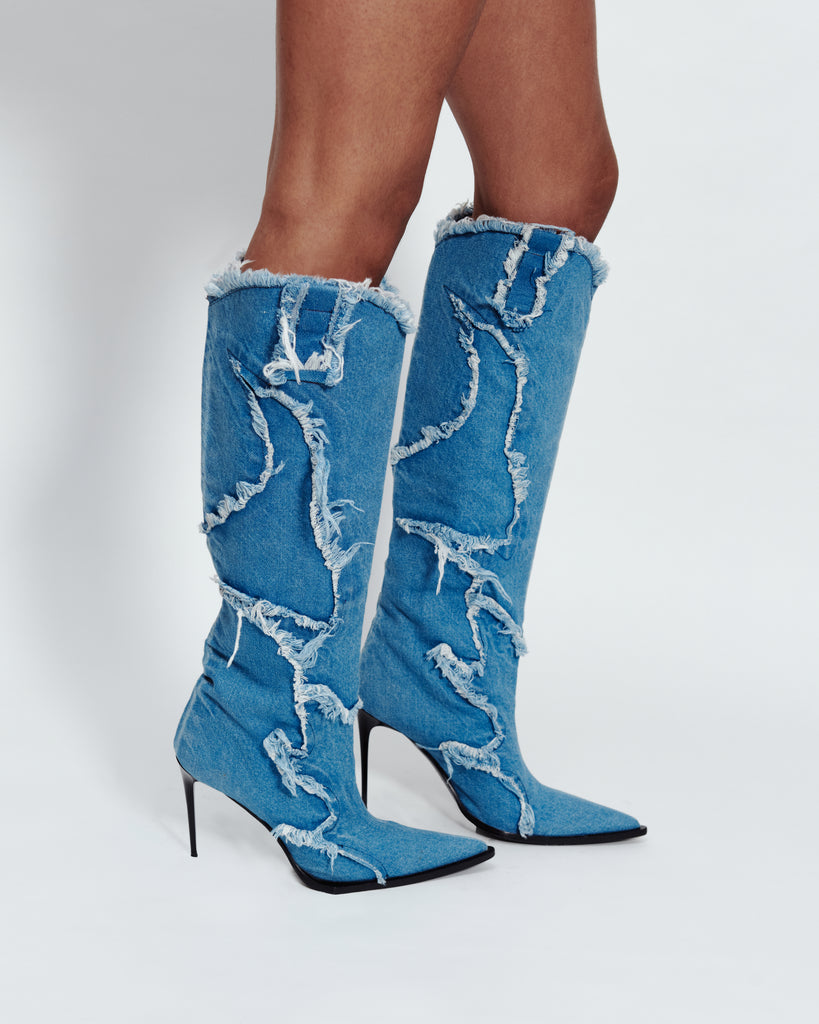 DENIM STILETTO BOOTS