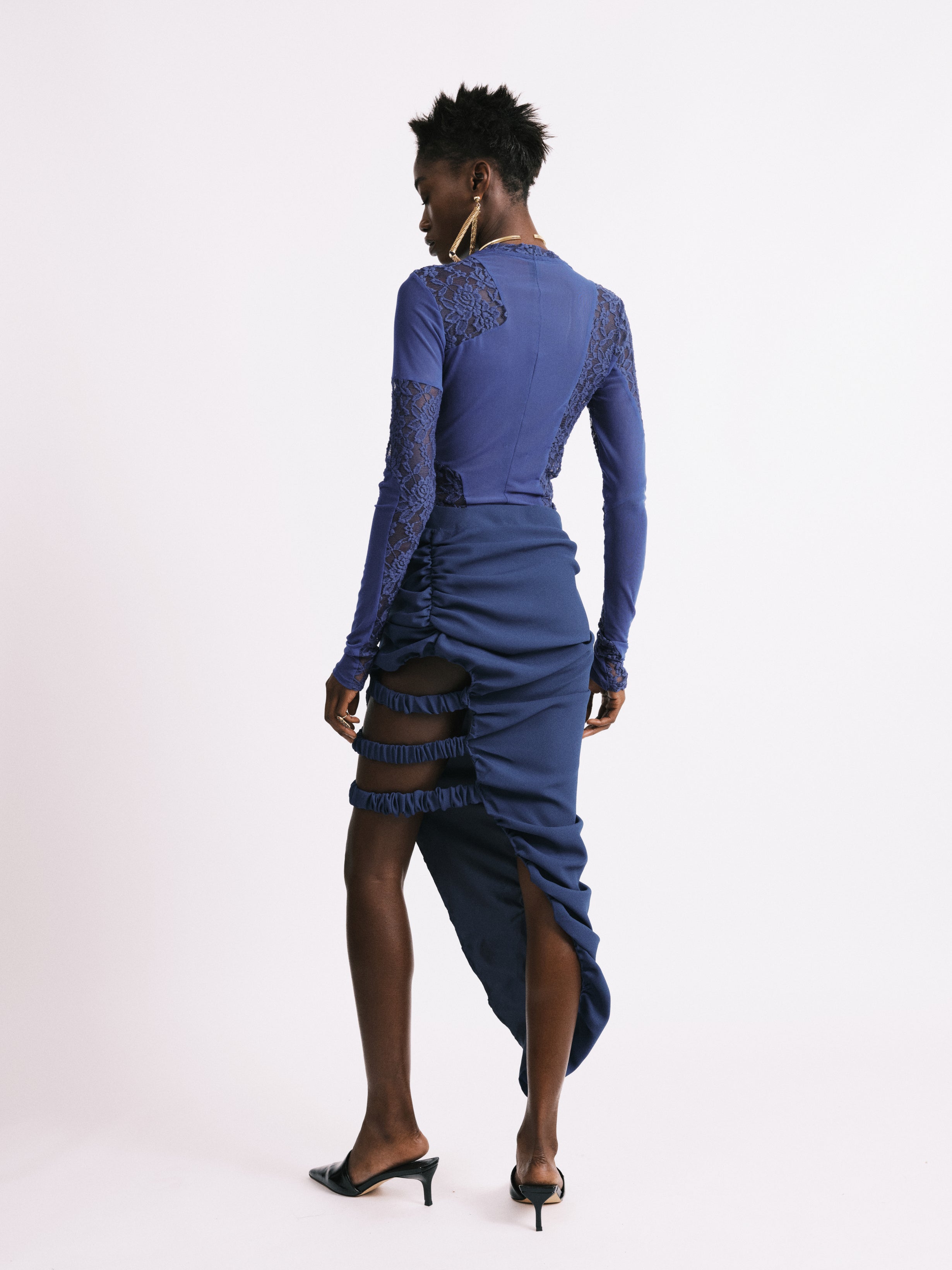 asymmetrical skirts and dresses Asymmetric Striped High-Low Maxi Skirt