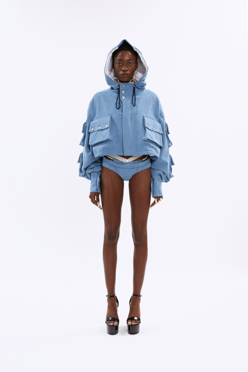 Blue sales oversized jacket