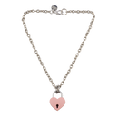 Collier médaillon cœur rose flou