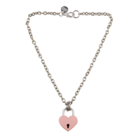 Collier médaillon cœur rose flou